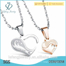 Beautiful style jewelry heart love necklace 2 piece love symbol couple necklace